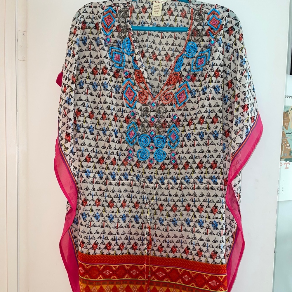 Lucky & Coco - Beaded Beach Cover-up w/ Drawstring [Size M]